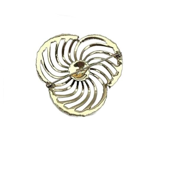 Vintage Designer Liz Claiborne Open Work Topaz Crystal Brooch - Picture 6 of 9